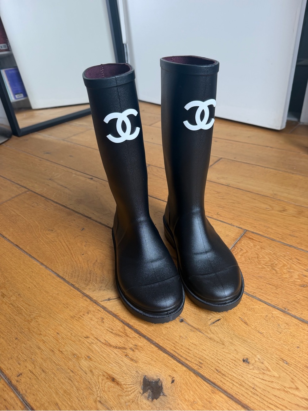 Chanel Interlocking CC Logo Rain Boots